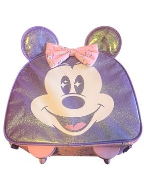 Disney Purple Pink Minnie Mouse Glitter rolling luggage